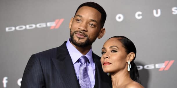 will smith  left  and jada pinkett smith arrive at the