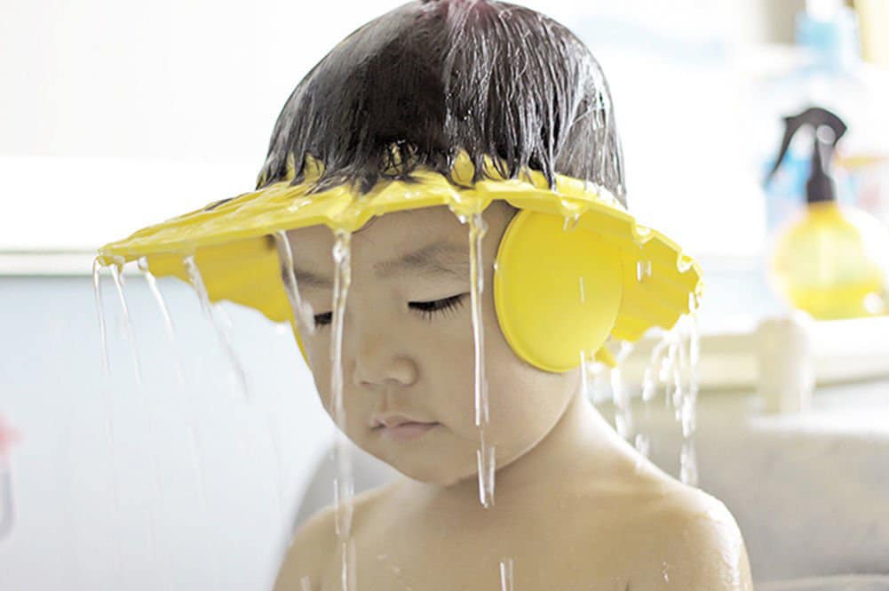 Chapeau De Douche Bébé Romon - Visière Réglable Jaune, Protège Yeux Et Oreilles - 6 Mois à 9 Ans