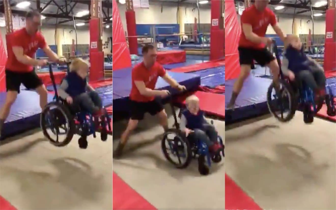 Picture of the day: george nissen, inventor of the trampoline, goes Cet enfant en fauteuil roulant réalise son rêve et fait du trampoline