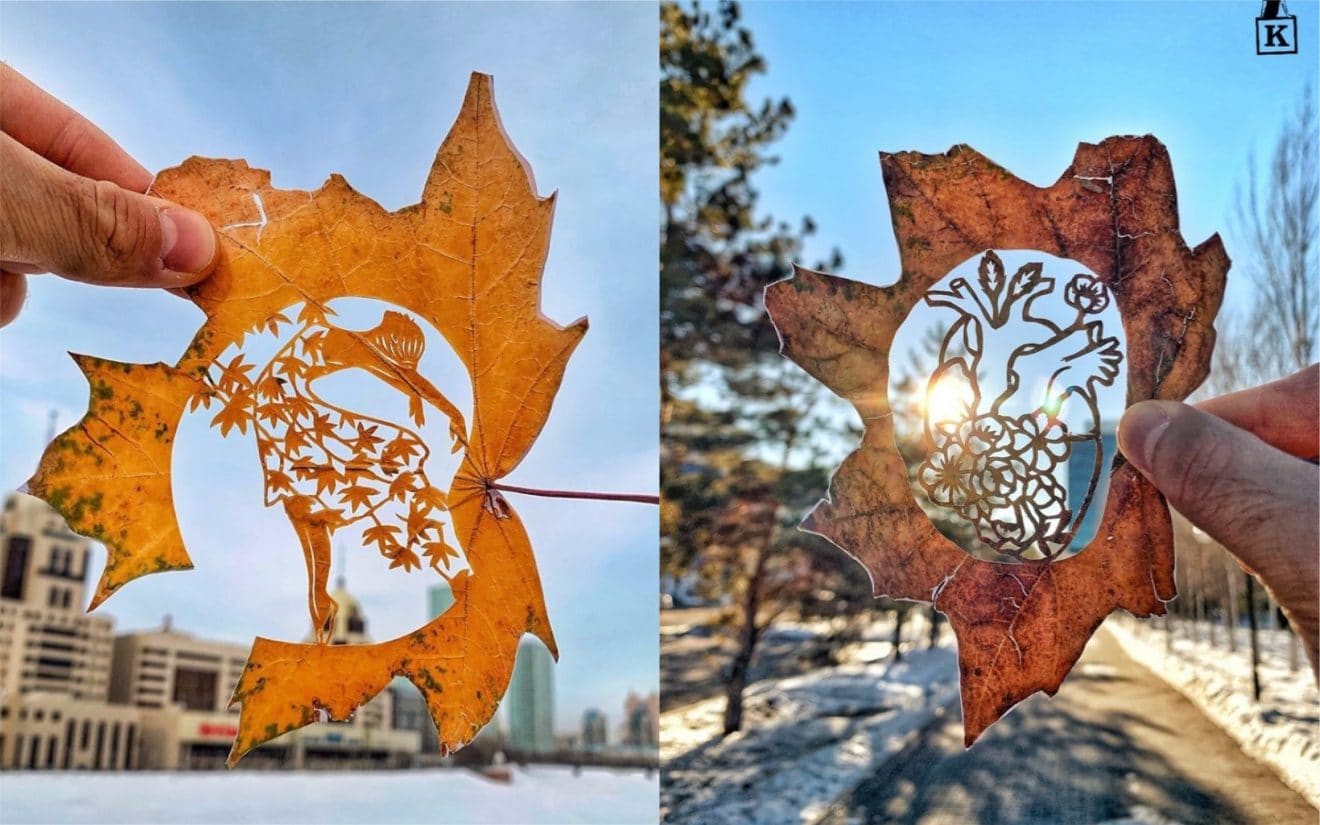 Incroyable ! Cet artiste dessine en coupant des feuilles mortes