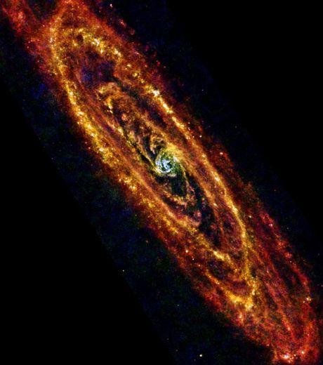 Galaxie d'Andromède Crédit : ESA/PACS & SPIRE consortia, A. Rivera-Ingraham & P.G. Martin, Univ. Toronto, HOBYS Key Programme (F. Motte)