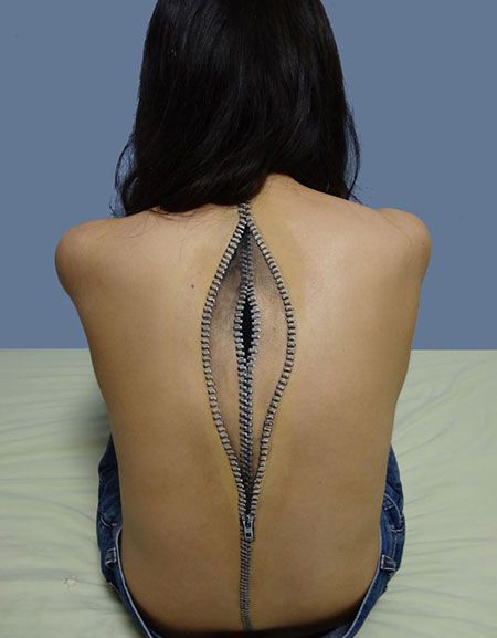 3D-Illusion-Art-Body-Paintings-by-Hikaru-Cho-Back-Zipper