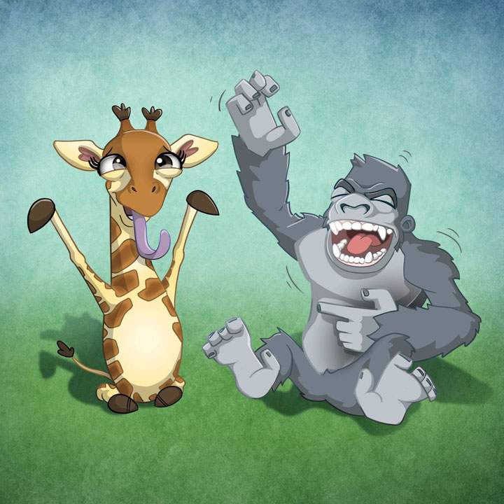 « Il était une fois un gorille tombé amoureux d’une girafe. Il était très surpris de voir à quel point elle pouvait le faire rire. » 