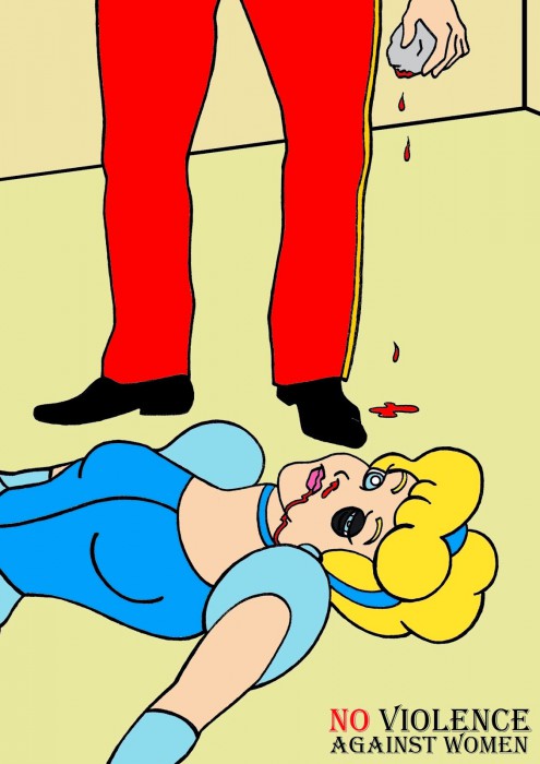 Cinderella and Prince Charming Art Portrait Social Campaign Domestic Woman Women's Violence Abuse Satire Cartoon Illustration Critic Humor Chic by aleXsandro Palombo 1 (1)
