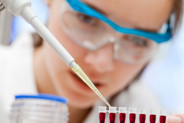 Scientist with blood samples 2