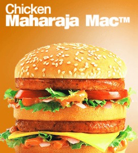 La vache étant sacrée, le boeuf est remplacé par du poulet... Inde : 1,30€ le Big Mac 