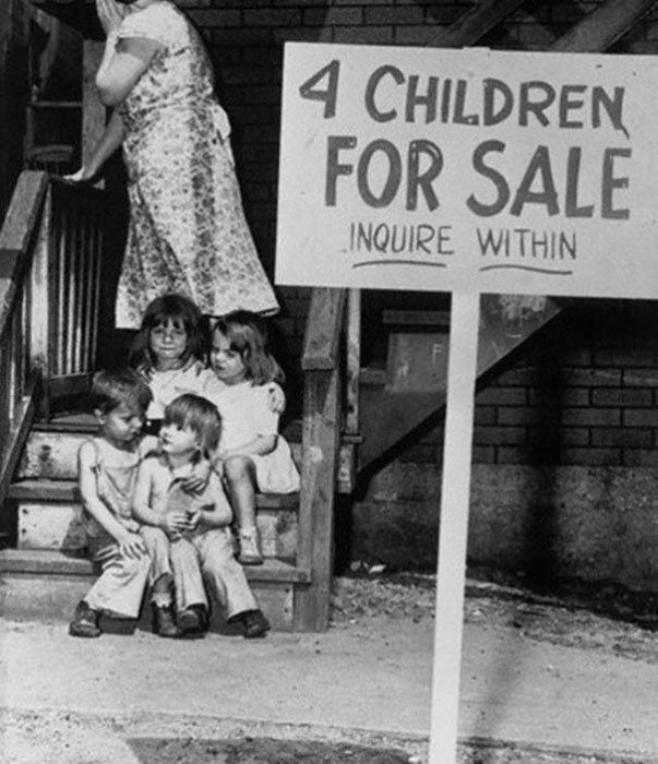 Mère honteuse de vendre ses enfants, Chicago, 1948