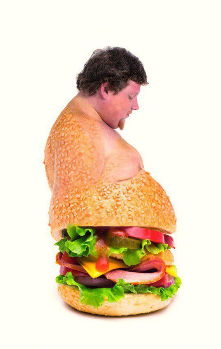 Le meilleur pour la fin (faim) : l'homo burguris, un homme et un burger