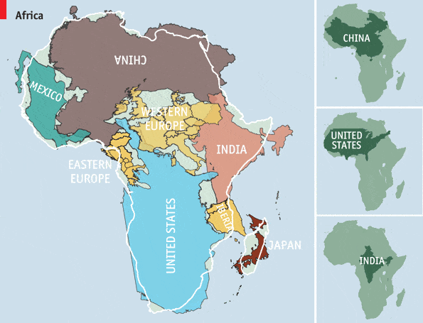 7. La grandeur de l'Afrique démontrée grâce à d'autres pays