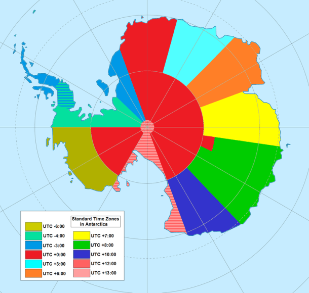15. Les fuseaux horaires déjantés de l'Antarctique. 