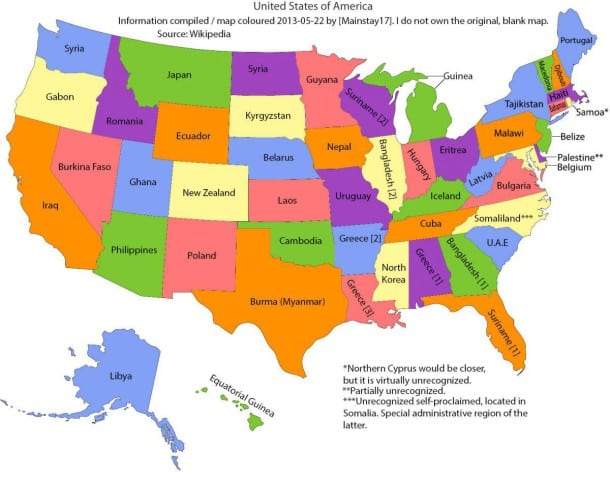 2. Les états des USA font la taille de certains pays ! 