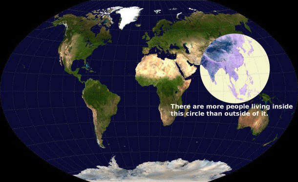 9. Plus de la moitié de la population mondiale vit dans ce cercle