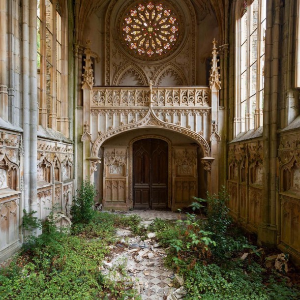 A lonely abandoned church, France