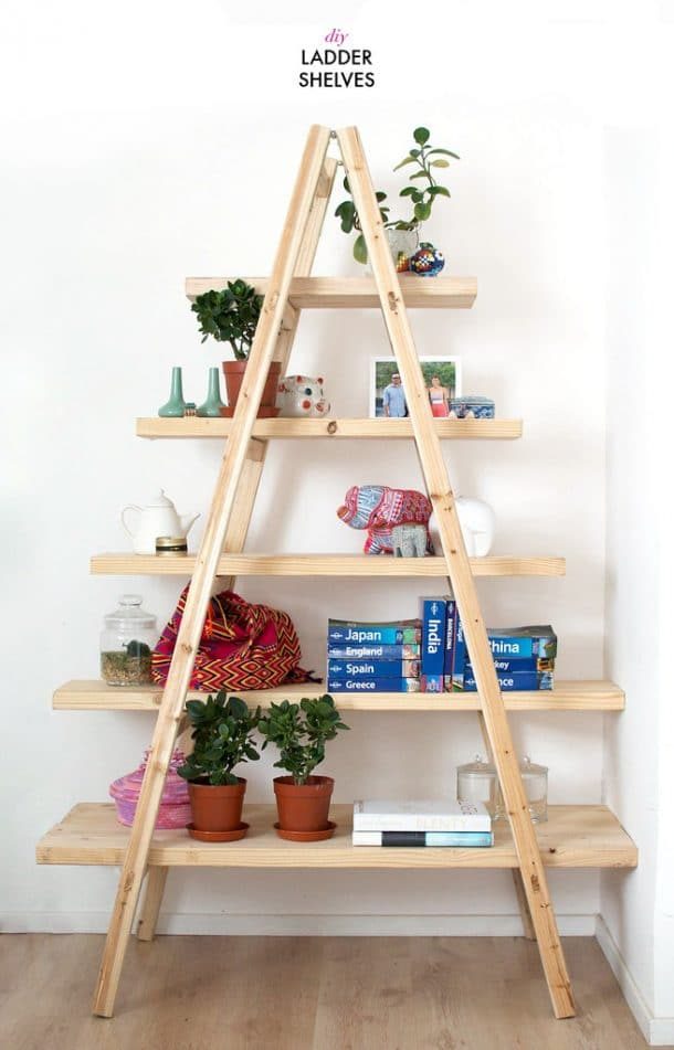 DIY déco : une étagère avec une échelle en bois