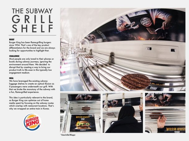 Campagne marketing de Burger King dans le métro coréen