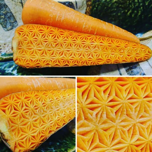 Mukimono : sculpture sur carotte par Gaku
