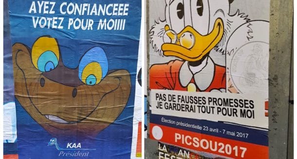 affiches presidentielles trollees