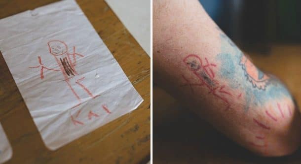 Keith Anderson tatouages dessins de son fils Kai