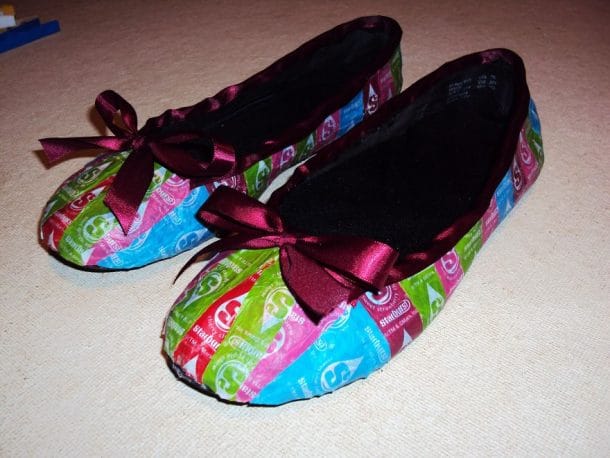 chaussures en papiers de bonbons