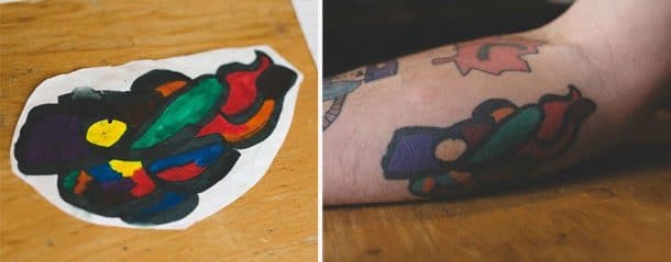 un pere se fait tatouer les dessins de son fils