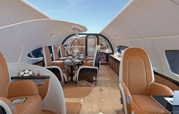 avion de luxe avec toit panoramique