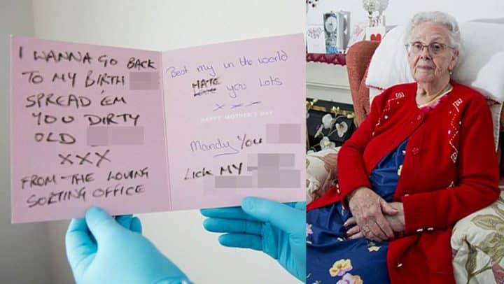 Une arrière-grand-mère reçoit une lettre d'insulte