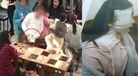 il jette un bol de soupe chaude au visage de sa voisine de table