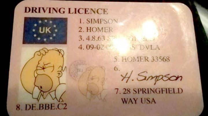 permis de conduire Homer Simpson