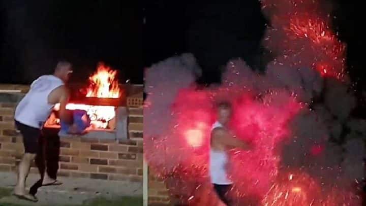 explosion avec des allume-feux dans un barbecue