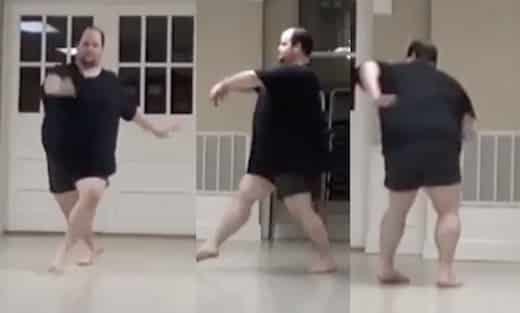 malgré son embonpoint, cet homme danse remarquablement bien