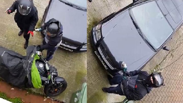 voleurs utilisent une disqueuse pour voler une moto