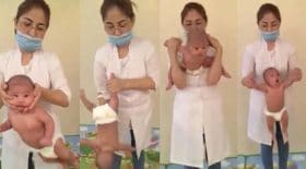 infirmière balance bébé massage torture
