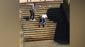 il fait une chute incroyable dans la tamise