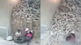 éboulement tas de briques accident