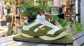 Il recycle ses baskets nike en pots de fleurs