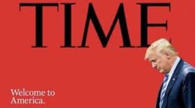 Donald Trump face à un migrant sur la UNE du TIME