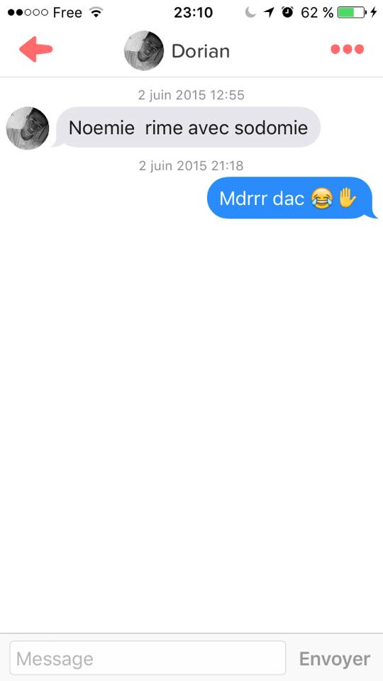 Tinder, conversations, malaise, drague, messages, sms, wtf