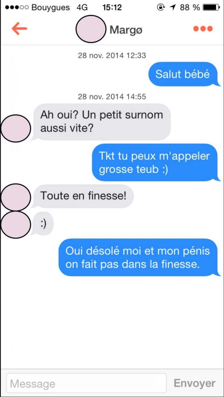 Tinder, conversations, malaise, drague, messages, sms, wtf