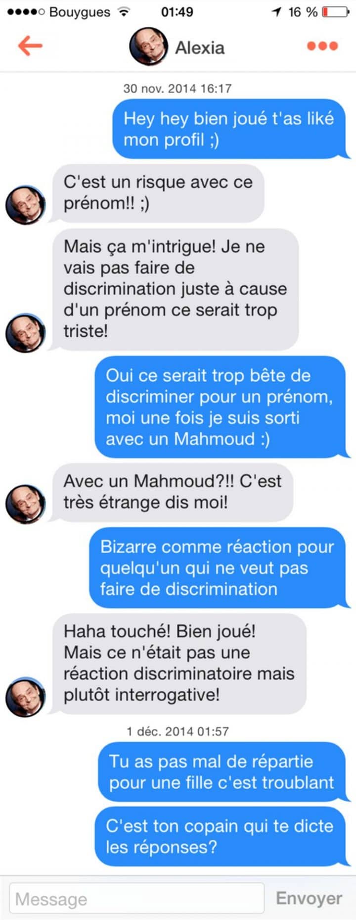 Tinder, conversations, malaise, drague, messages, sms, wtf