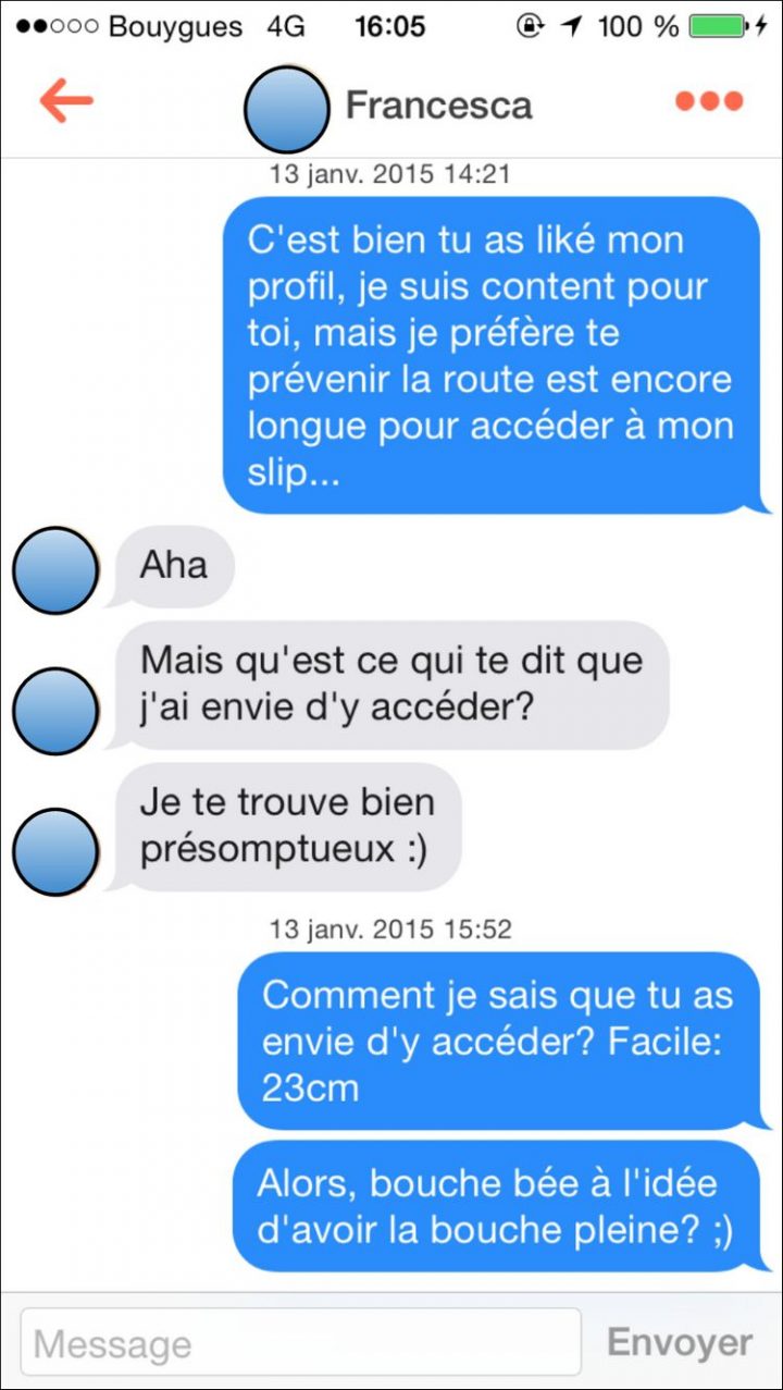 Tinder, conversations, malaise, drague, messages, sms, wtf