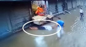 homme meurt électrocuté dans une rue inondée