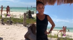 il regarde des filles en bikini sur la plage