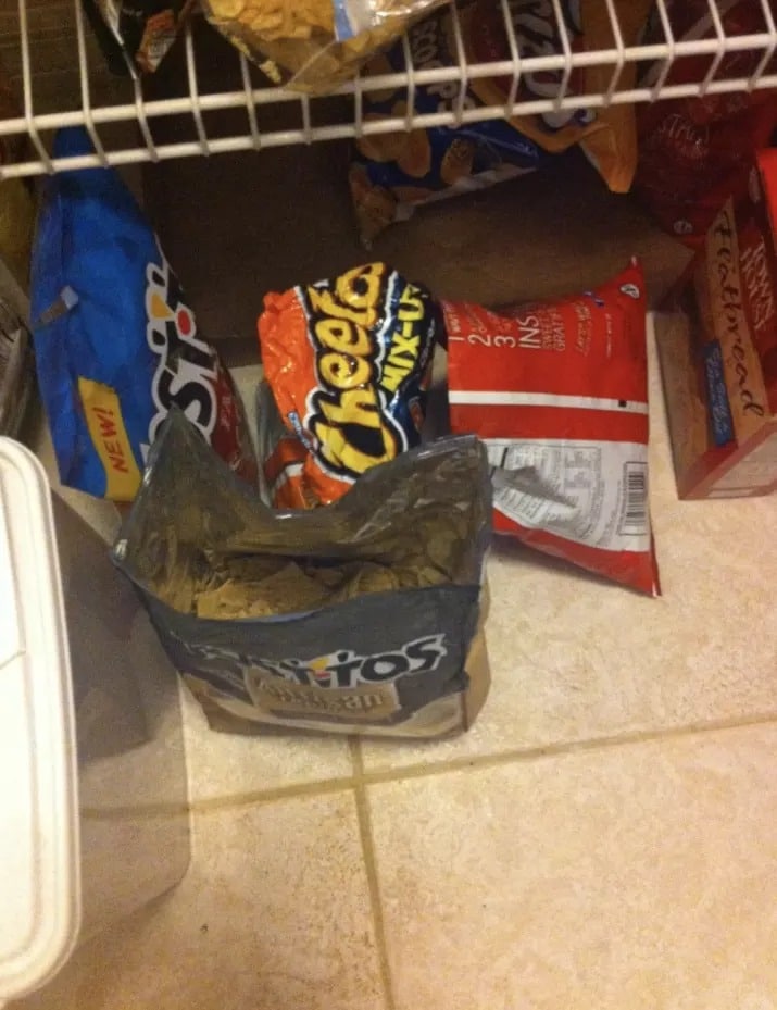 paquet de chips ouvert