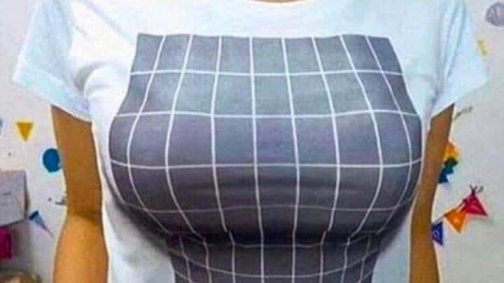 illusion optique 3D grosse poitrine tshirt