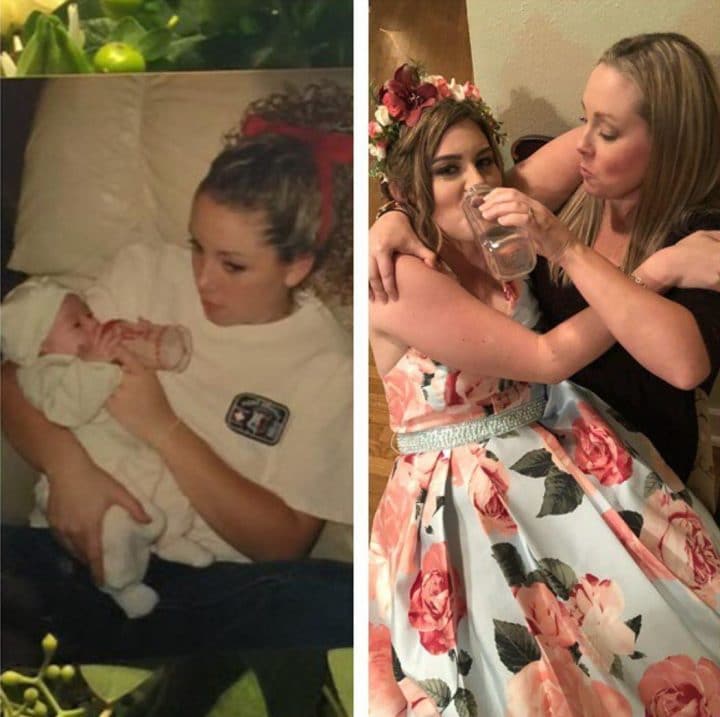 maman fait boire sa fille