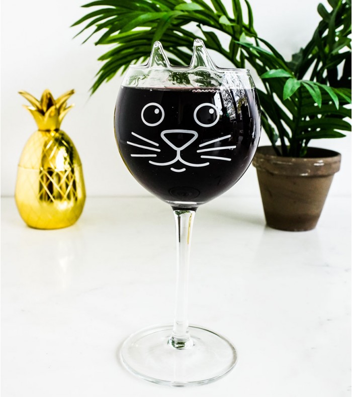 verre vin chat