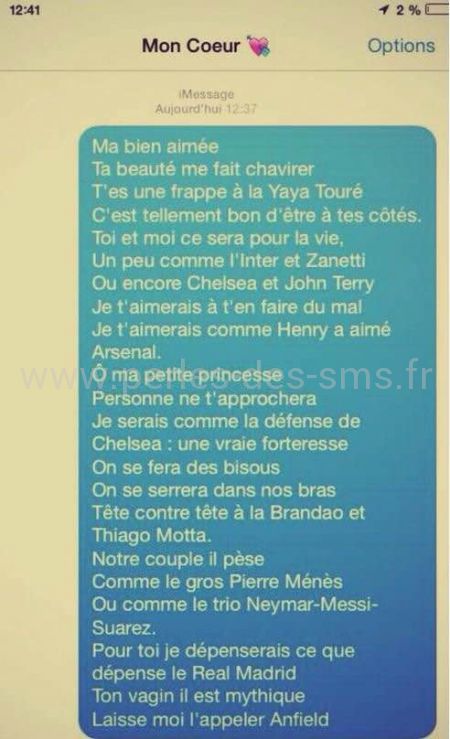 SMS poeme foot