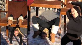 contorsionniste se blesse avec une chaise à barcelone