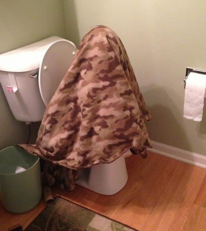 enfant caché toielttes