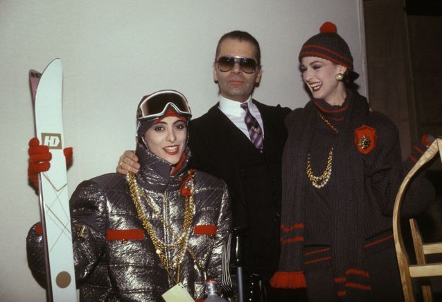 Ines-de-La-Fressange-en-tenue-de-ski-et-Karl-Lagerfeld-au-defile-pret-a-porter-automne-hiver-84-85